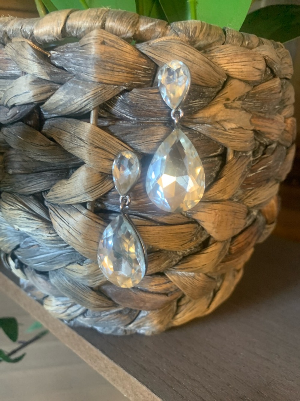 Clear Teardrop Crystal Dangle Earrings - Timeless Sparkle